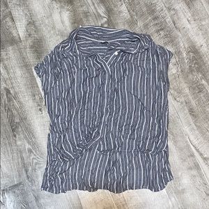 Lucky brand grey striped blouse